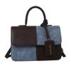 Women'S Commuter Tote Bag Pu Leather Fashion Plaid Patchwork Single-Shoulder Crossbody Bag