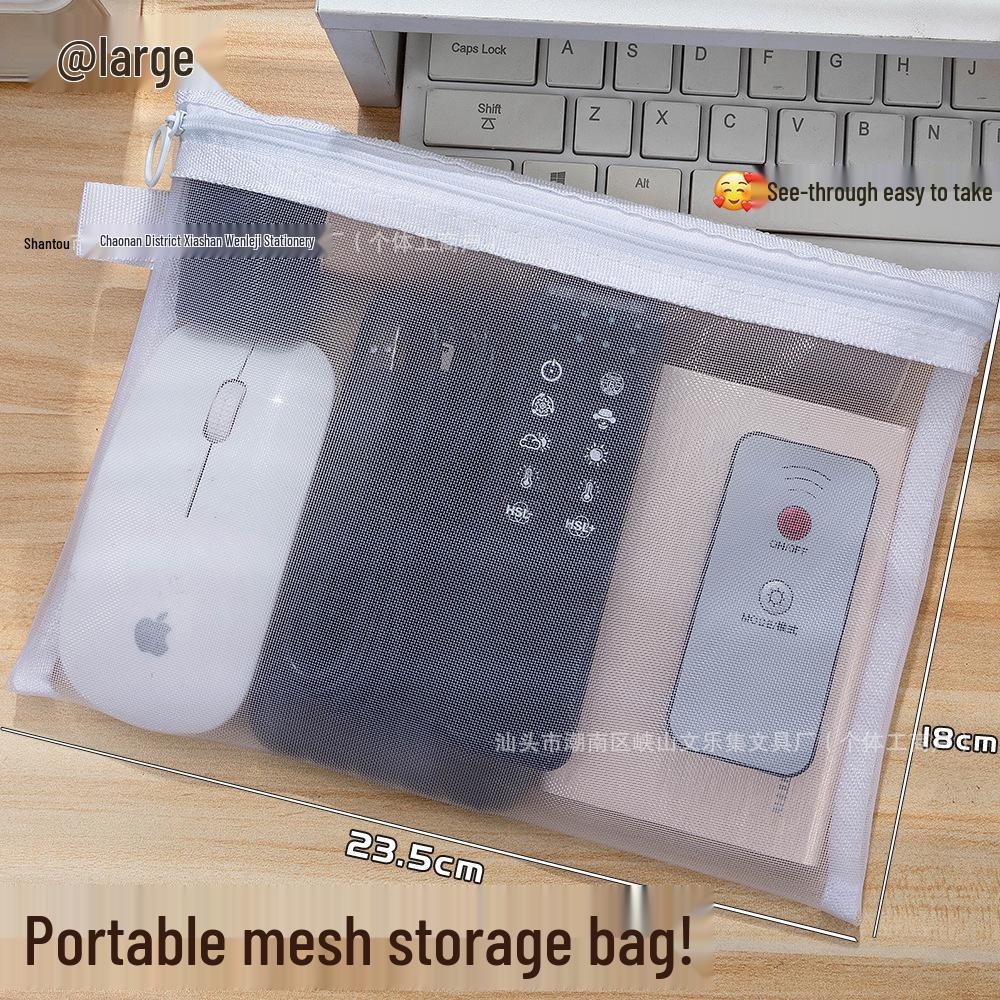 Transparent Mesh Large Capacity Portable Storage Bag with Card Holder for Cables & Earphones