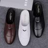 Fashion Italian Mens Slippers Genuine Leather Muller Shoes Men Loafers Outdoor Non-slip Black Casual Half Slipper Men Fashion Shoes Man