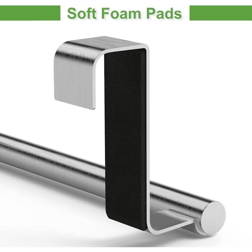 Kitchen cabinet towel rack, 9-inch professional wall-mounted towel bar, can be universally installed on cabinet doors, set of 2, silver