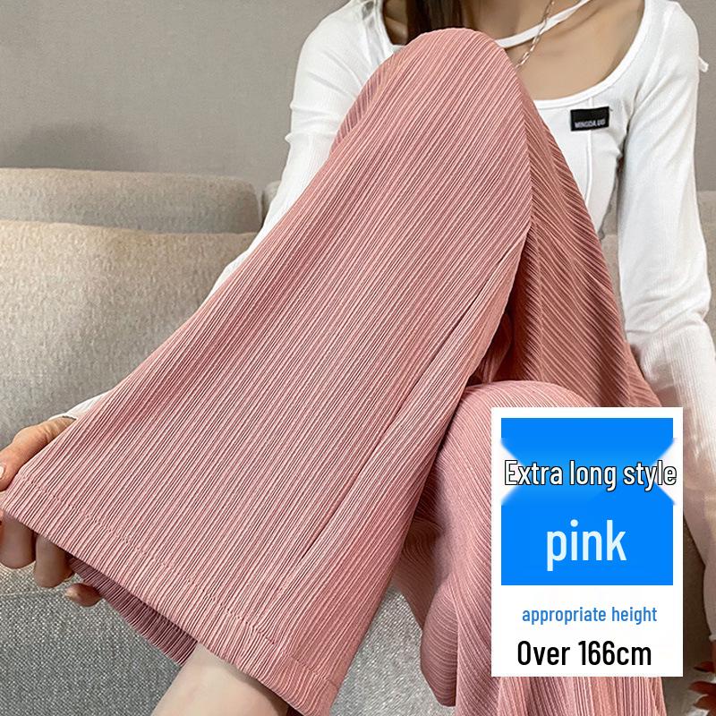 Plus Size Ice Silk Wide Leg Pants: Women's High Waist Loose Fit, Summer Thin, Extra Large Up To 300 Jin.