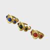 Retro European & American Brass Gold-Plated Ring with Inlaid Agate & Lapis Lazuli Stones for Women