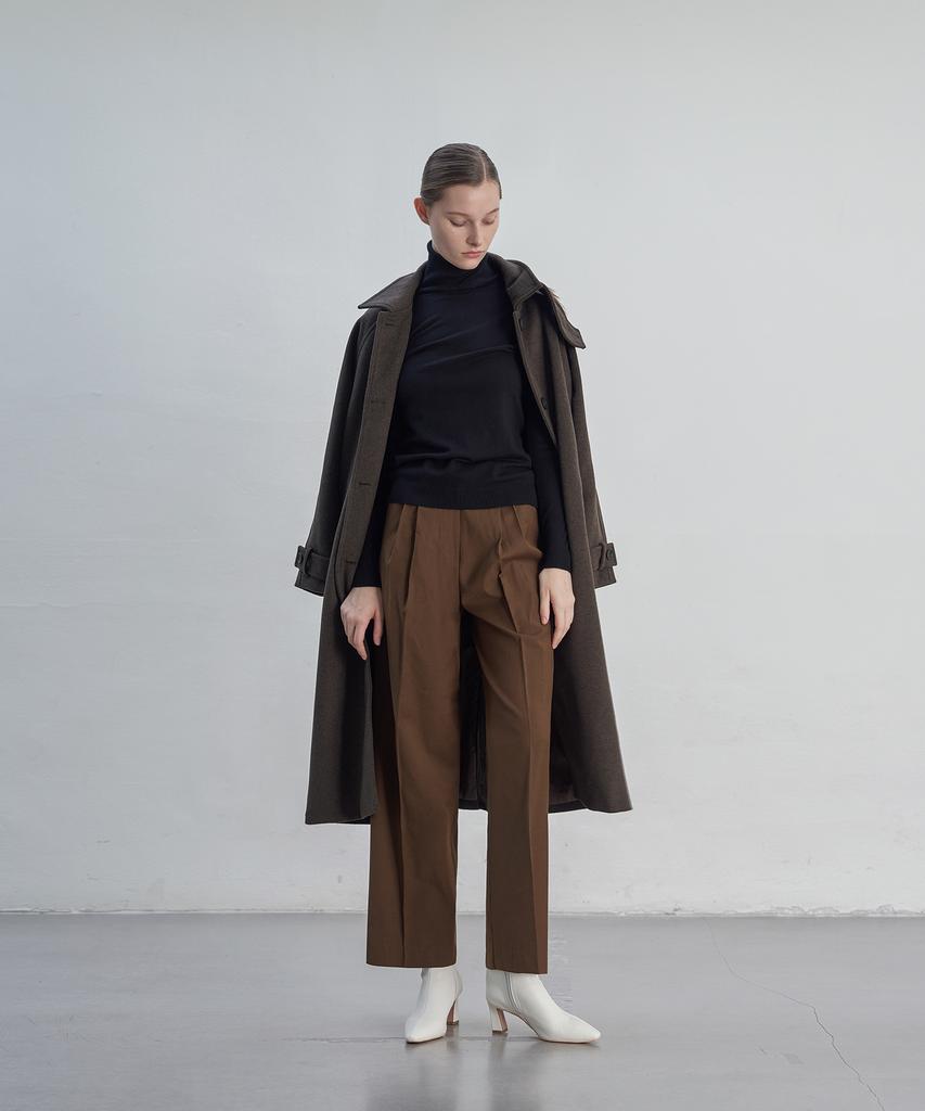 Julliapepe Signature Wool Semi Wide Slacks (Brown)