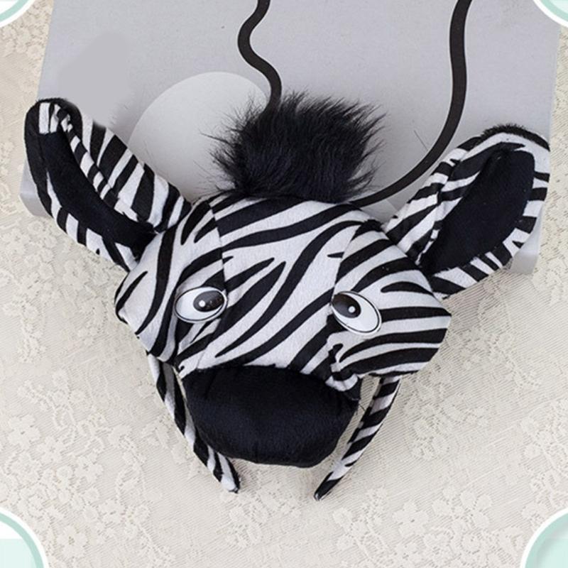 1/3/4Pcs Zebras Costume Set Zebras Ears Headband Tail Bowtie Gloves for Halloween Dress Up Animals Cosplay Costumes
