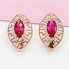 Purple Gold European Fashion Atmosphere Inlaid Stone Ear Buckle Exquisite Rose Gold Plated Earrings Women