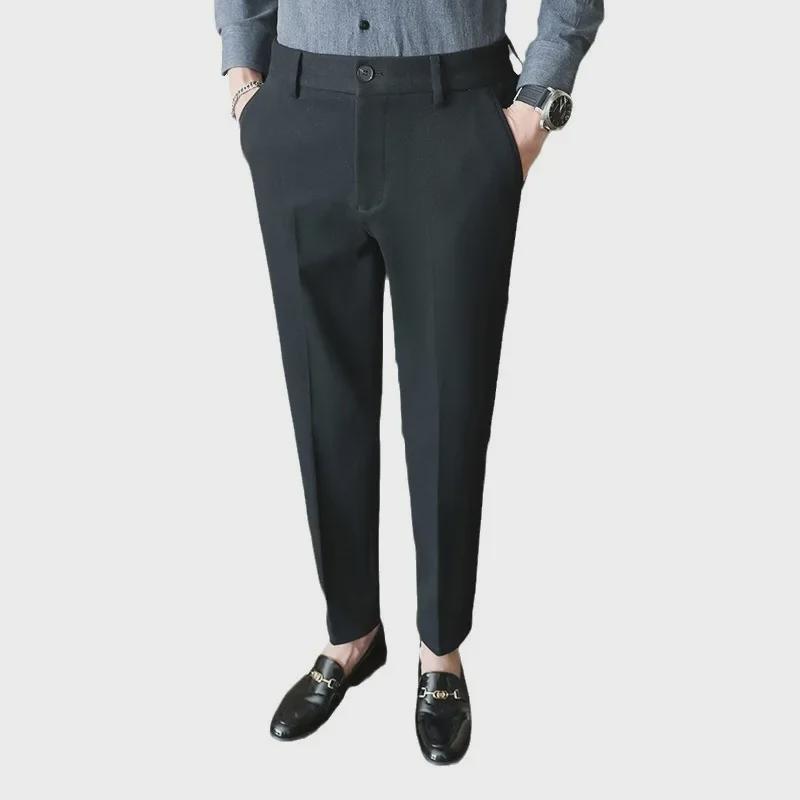 Men's High-End Wool Trousers: Autumn/Winter Thickened, Slim-Fit, Business Casual Trendy Pants