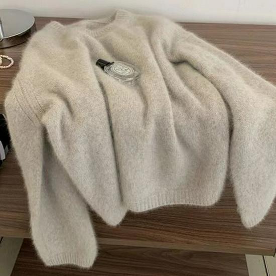 2024 Tea-Themed Fashionable Women's Knitted Sweater Cardigan - Early Autumn, Round Neck, High-End Style.