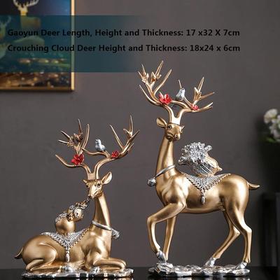 Set van 2 Rendierstelletjes Figuur Decoratief Middenstuk Elandsculptuur Cadeau Moderne Hertenbeelden voor Plank Bruiloft Woonkamer Rood (Goud)