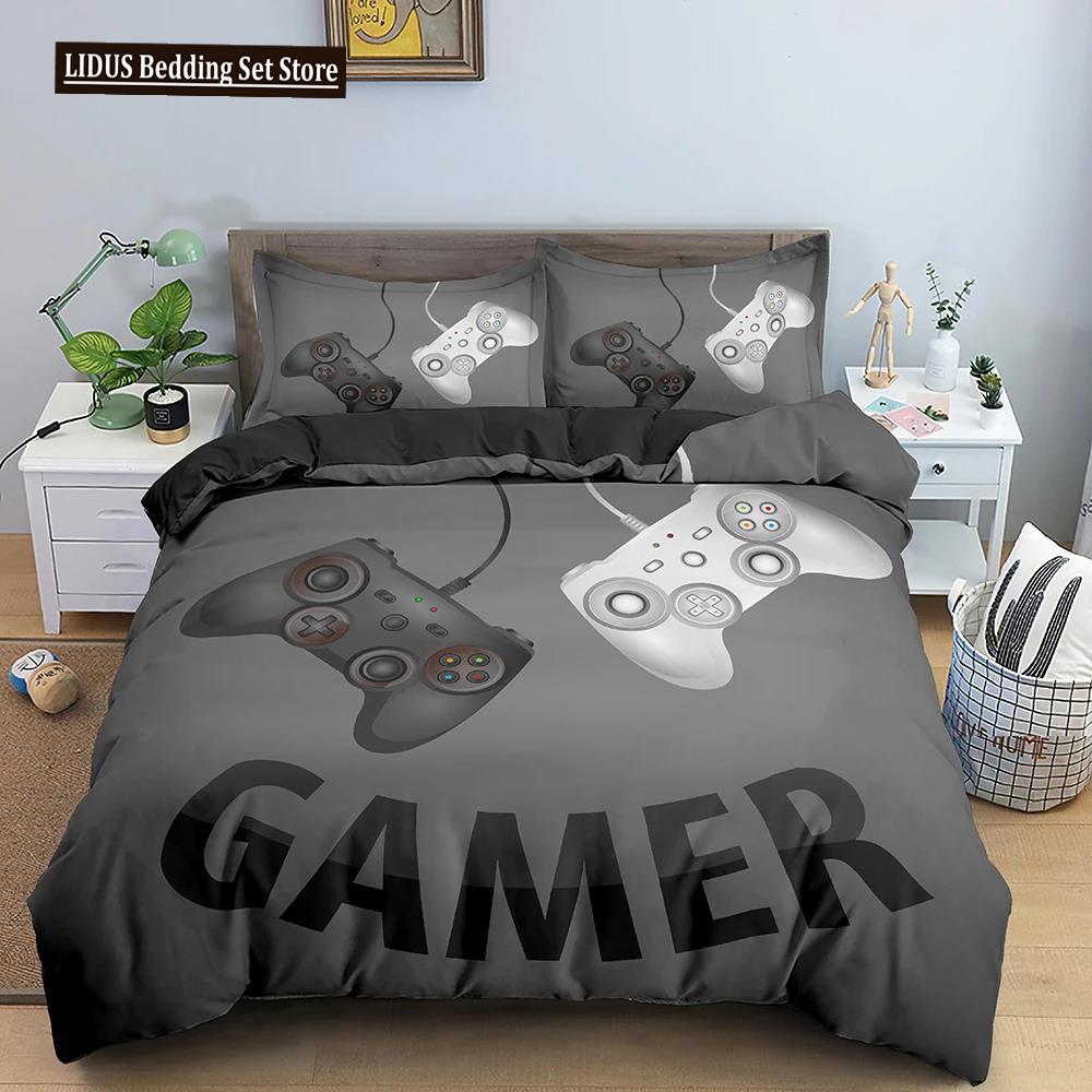 Teens Video Games Comforter Duvet Cover King Gamepad Controller Bedding Set For Kids Boys Girls Youth Game Polyester Bedding Set