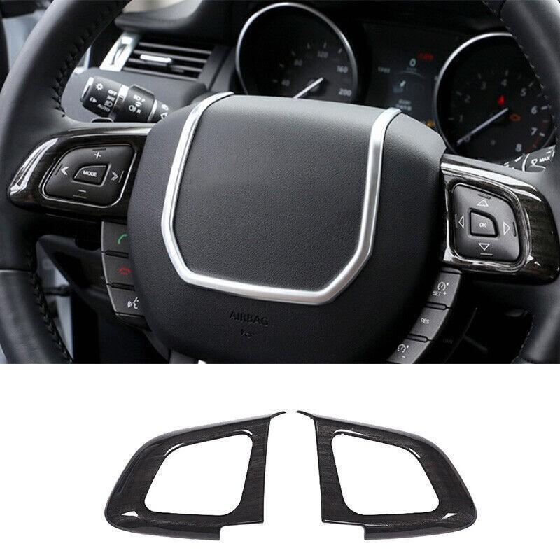 For Range Rover Evoque 2012-2019 Wood Grain Steering Wheel Button Cover Trim 2pc