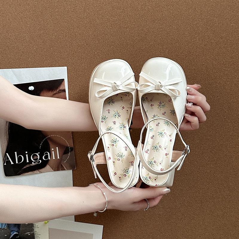Summer New Fashion Outer Wear Thick Heels High Heels Bow Comfortable Versatile Mary Jane Single Shoes