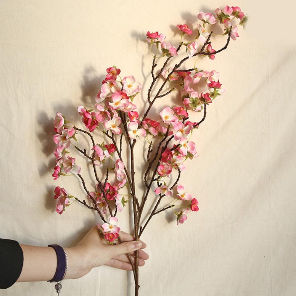 4 Branches Artificial Cherry Blossom Deep Pink Color Silk Cherry Blossoms  Wedding Decoration