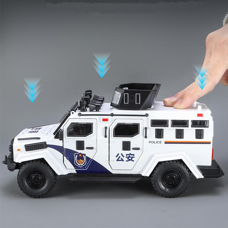 1:24 Modello Camion Blindato Tigre in Lega Modellini Diecast Giocattolo in Metallo Auto di Polizia Antiesplosione Modello Veicoli Suono e Luce Regali per Bambini