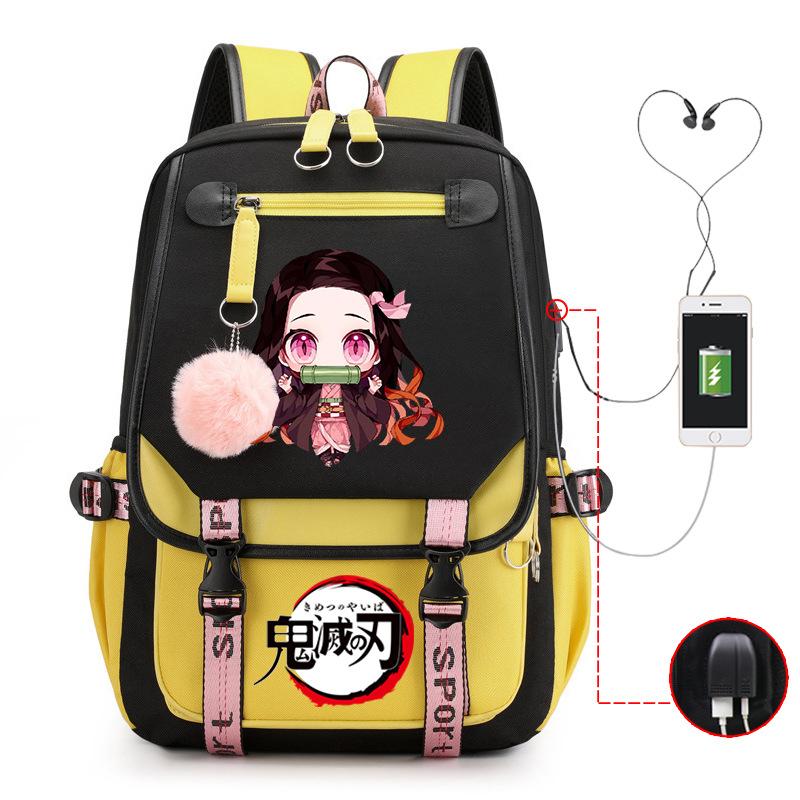 Ghost Annihilation Blade Grade 3-6 Junior High School Student High School Student School Bag Strap USB Multifunctional Backpack