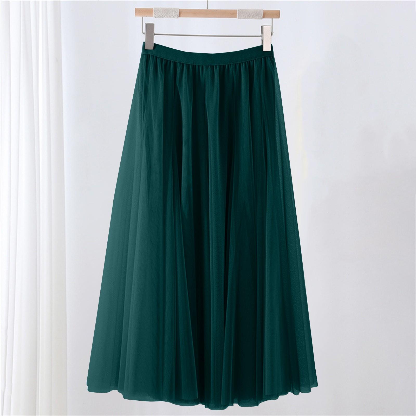 

Женская однотонная сетчатая юбка с резинкой, большая юбка средней длины 90