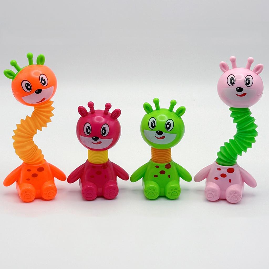 Pop Tube Giraffe Sensory Toys Stress Relief Decompression Stretched Cartoon Deer Fidget Toys For Kids Boys Girls Party Gifts