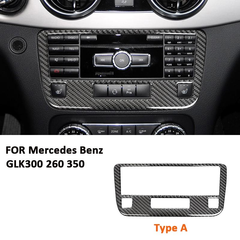 Carbon Fiber Car Center Console Multimedia CD Panel Frame Interior Decoration Sticker For Mercedes Benz GLK300 260 350 2008-2015