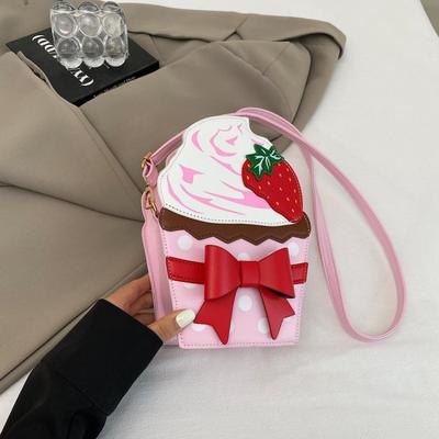 Neue kreative Tasche Damen Schleife Kette Umhängetasche Damentasche Erdbeere süße Persönlichkeit Kuchen