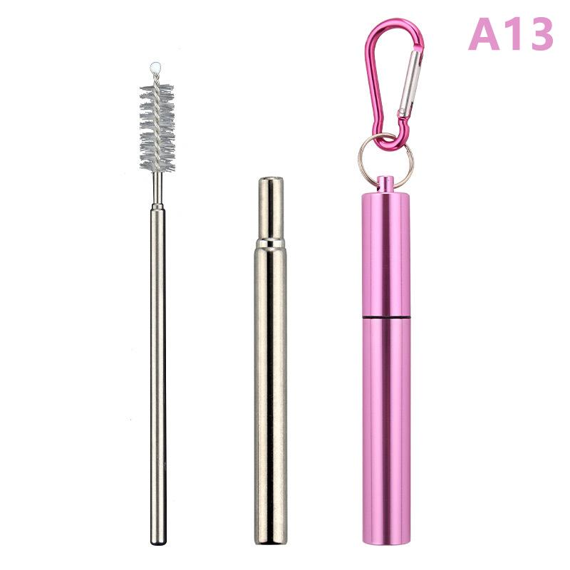 1/3Pcs Reusable Telescopic Straw 304 Stainless Steel Metal Straw With Cleaning Brush Portable Drinking Straw Set For Travel