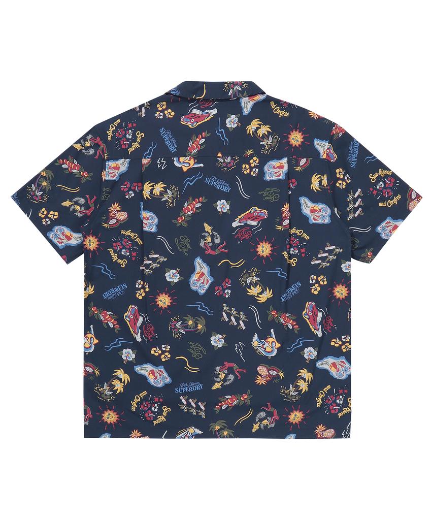 Syupeodeulai Palm Surf Hawaiian Shirt Navy