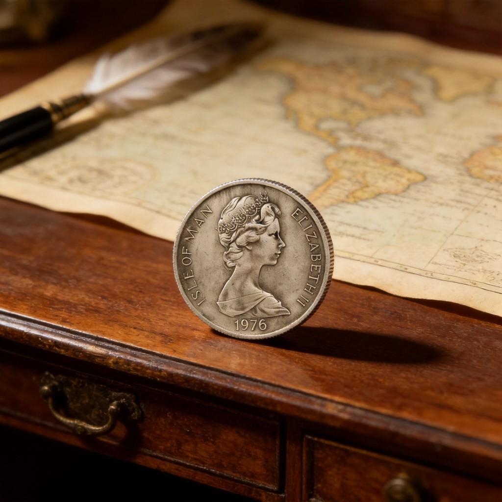 Elizabeth Ii Manx Silver Coin With Antique Finish For Collectors And Decor