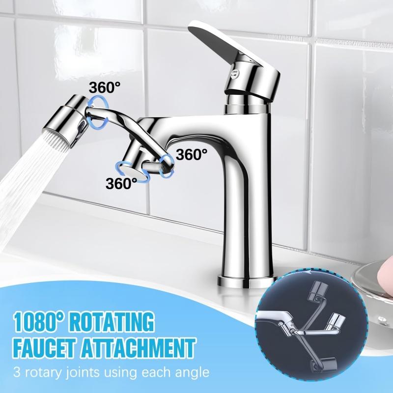New U Shaped 1080° Swivel Alloy Kitchen Faucet Extender Universal Splashproof Dual Mode Bathroom Sink Accessories with Adapter