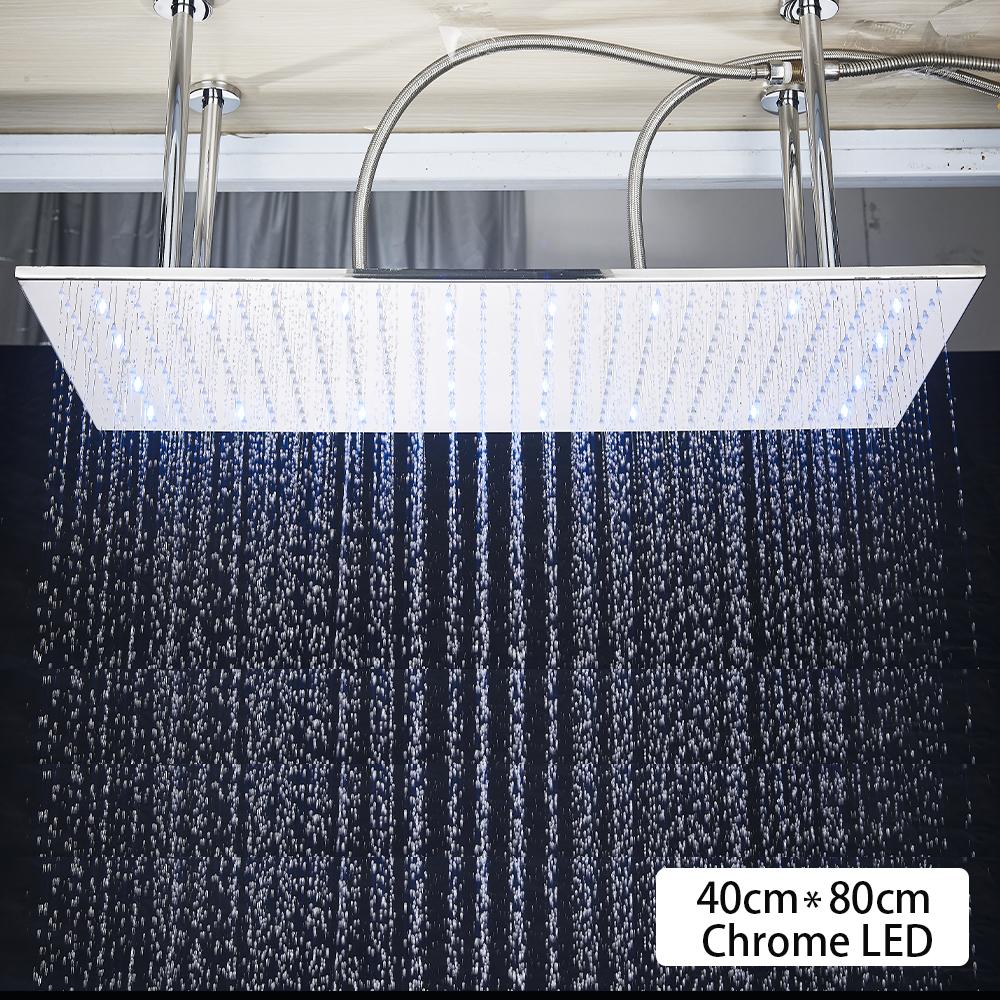 Schwarze Decken-Intelligente Fernbedienung LED Regenfall Wasserfall Einzelne Duschkopf Versteckter Duschhahn