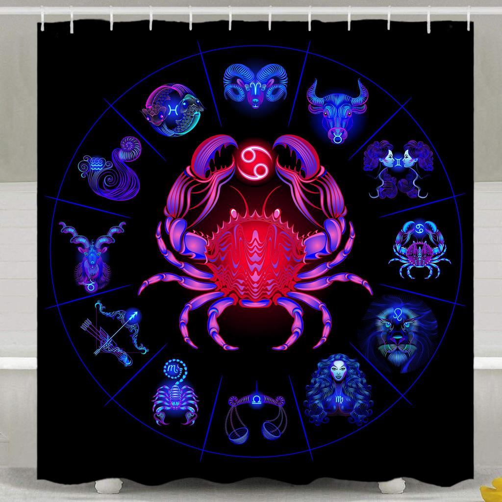 Aquarius Shower Curtain Bath Curtain Modern Waterproof Fabric Bathroom Curtains Accessories Constellation Theme Bathroom Decor