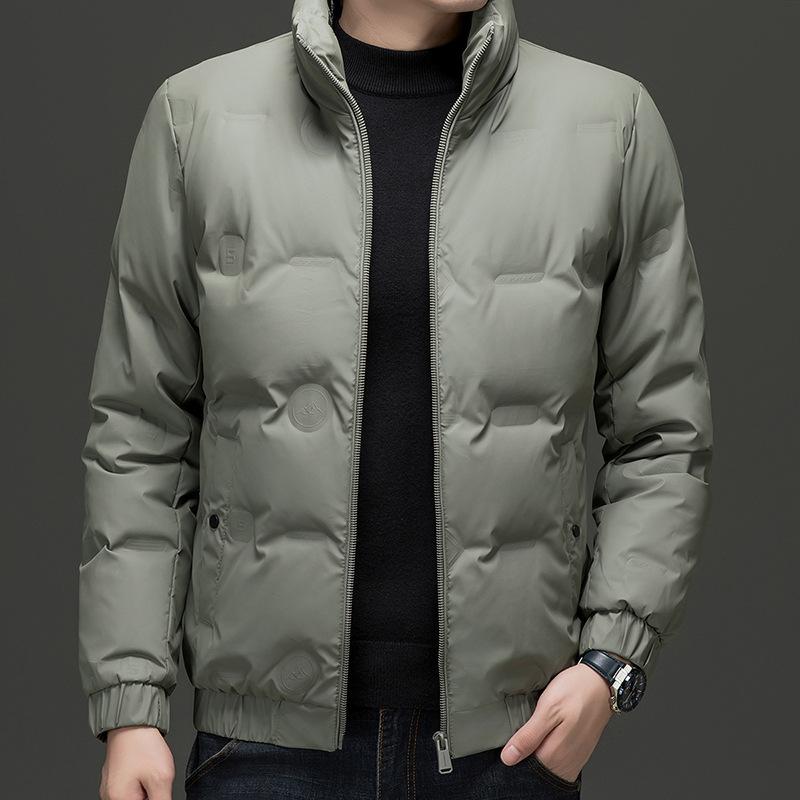 Winter Casual Solid Color Versatile Warm Men'S Stand-Up Collar Down Jacket Popular Middle-Aged Dad Jacket