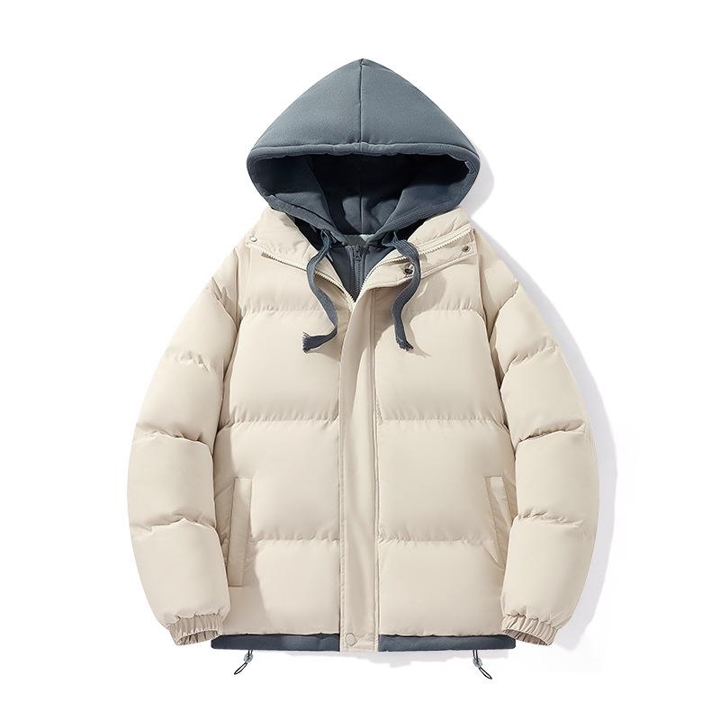 Qisenwei Winter Streetwear Faux Two-Piece Cotton Jacket – Windproof Waterproof Youth Puffer Jacket