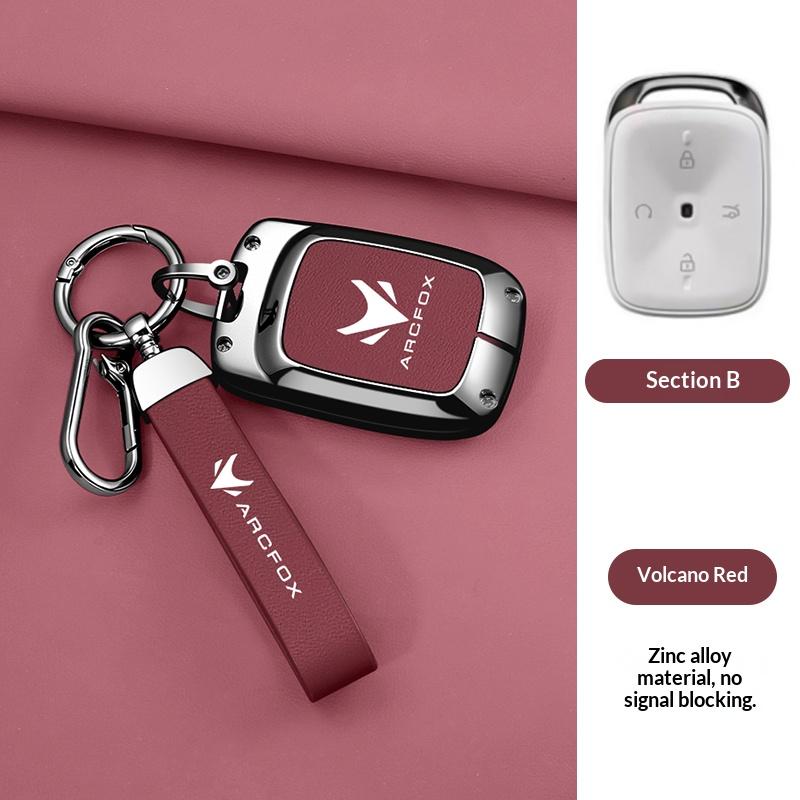 Suitable For Arctic Fox T1 For Baic Arcfox Zinc Alloy Leather Remote Control Car Key Case Cover Shell Keychine Accessories