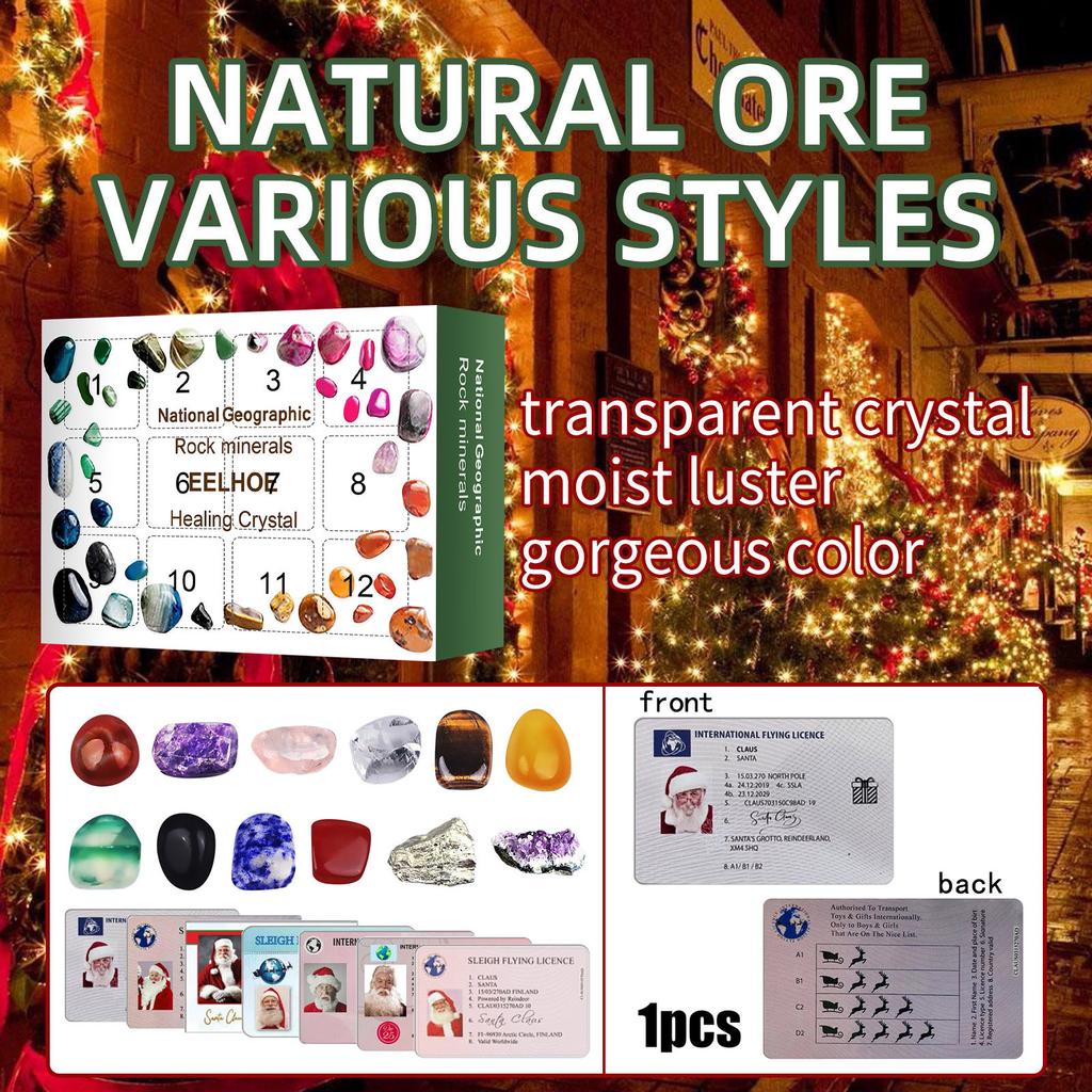 2021 Advent Calendar - 12 Pcs  Size Natural Crystal Agate Stone Rocks, Minerals & Fossils Advent Calendar