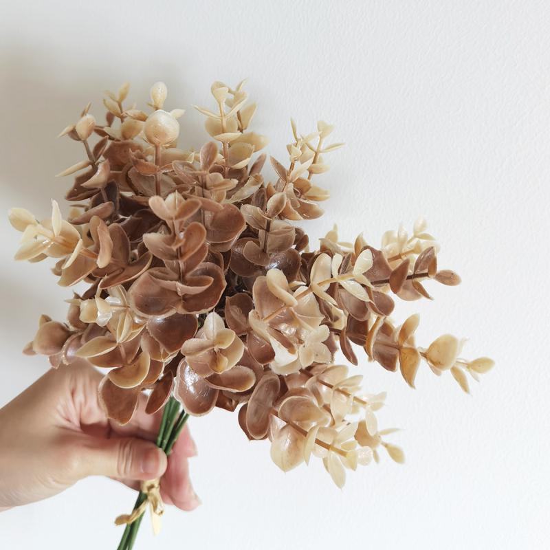 Wabi-Sabi Retro Floral Arrangement with Eucalyptus & Reed Grass for Home Decor & Photography