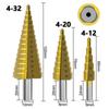 Hss Steel Titanium Coated Step Drill Bits 3-12mm 4-12mm 4-20mm Step Cone Cutting Tools Steel Wood Metal Drilling Power Set