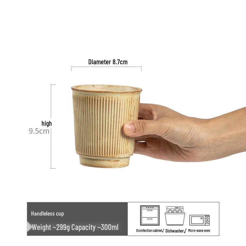 Set di Tazze da Tè in Ceramica Senza Manico Stile Vintage – Tazze Rustiche per Caffè e Acqua di Ispirazione Giapponese