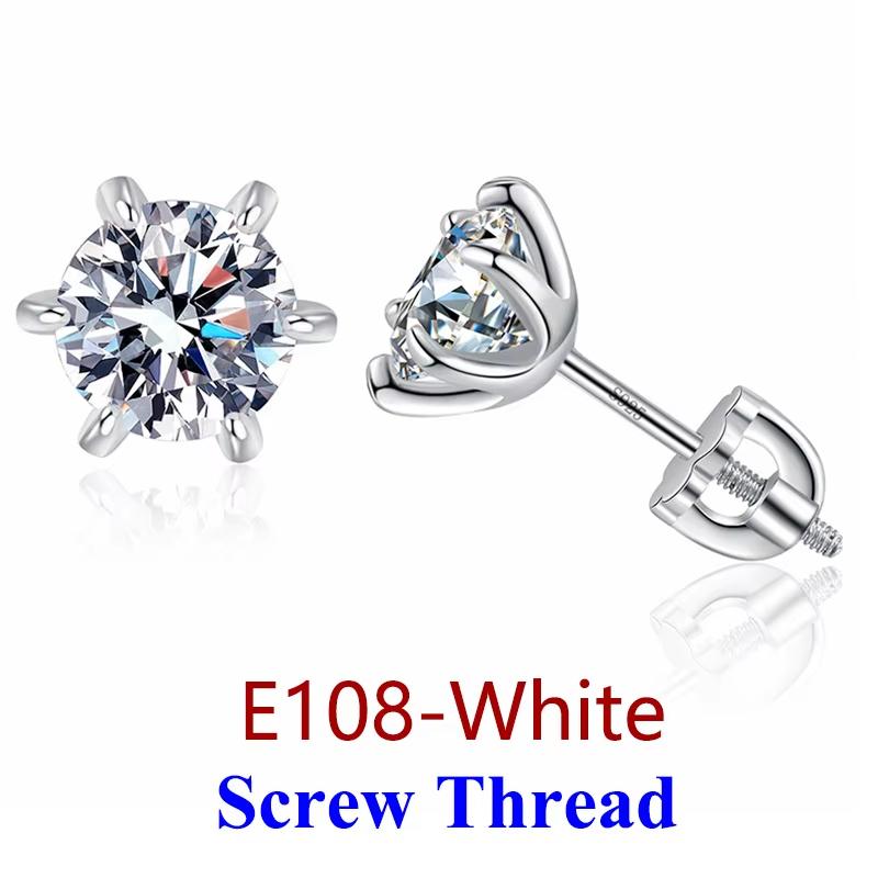 Premium 0.5-2ct Moissanite Diamond Stud Earrings for Women Orginal 925 Silver Screw Back Women Moissanite Earring