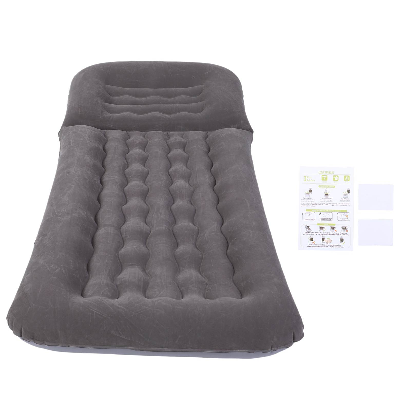 

Надувной шезлонг 200x90x5 см с регулируемой спинкой, флокированный ПВХ, портативный надувной диван для отдыха на открытом воздухе, на пляже, в путешествии серый