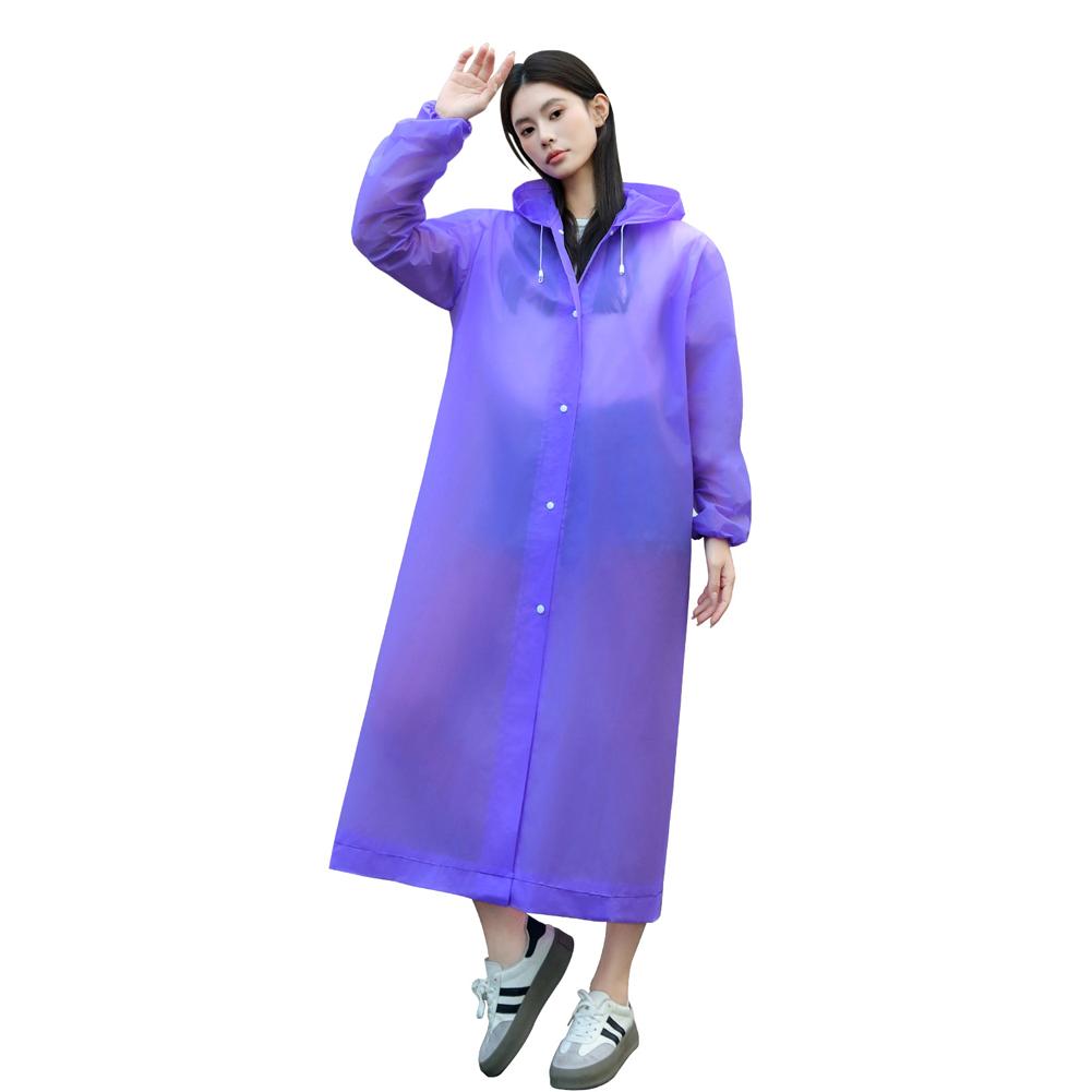 

Многоразовый дождевик-пончо с капюшоном на шнурке и эластичными манжетами, очень толстый, защитный, изолирующий, аварийный, для активного отдыха фиолетовый