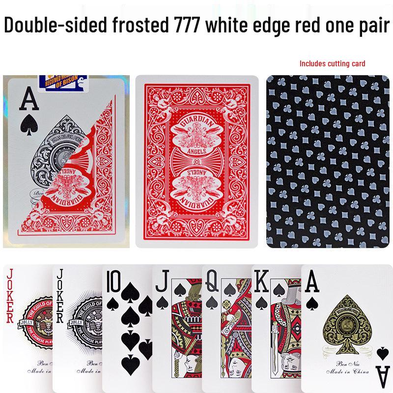 New Ben Niu 777 Texas Hold'em Large Print Frosted Plastic Poker Cards - Waterproof & Durable