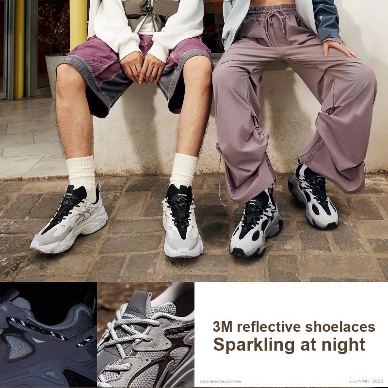 New LiNing CF Tracing Collection Qianxing Strategy 2 Anti Slip Wear Resistant Low Top Casual Shoes Women's Black Gray AGLT168-8