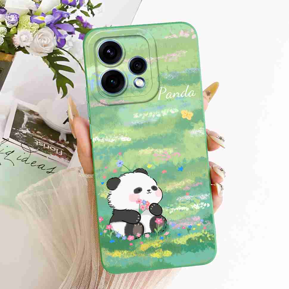 For Oppo Reno15 5G Case CPH2825 ilicone Back Cover For Oppo Reno 15C Reno15c 5G Cute Panda Cartoon Phone Cases Shockproof