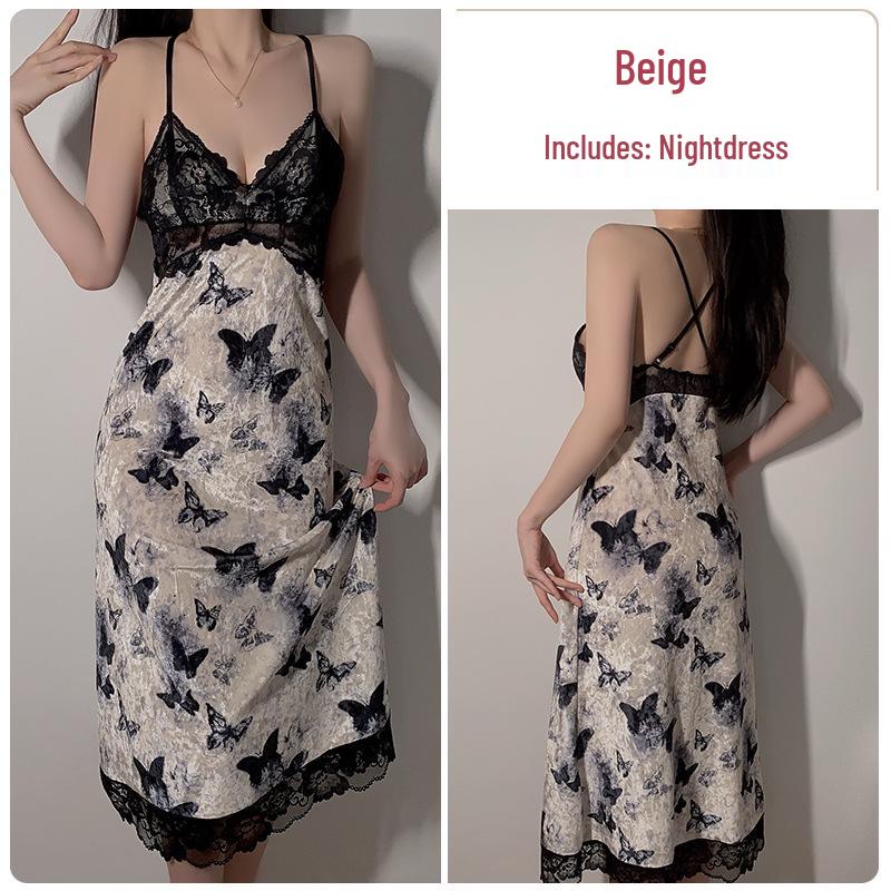 

Бархатный пижамный комплект в стиле розы с нагрудными вкладышами - Сексуальная ночная сорочка и халат XL