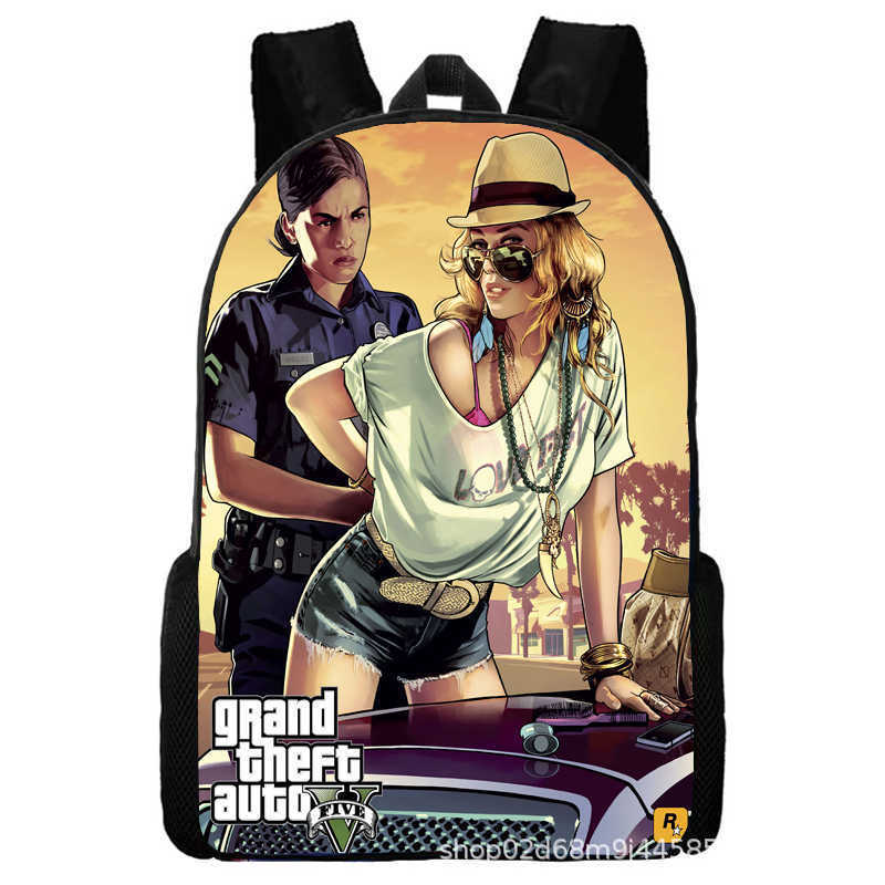 Grand Theft Auto Grand Theft Auto Peripheral Animation Backpack Men's and Women's School Bags