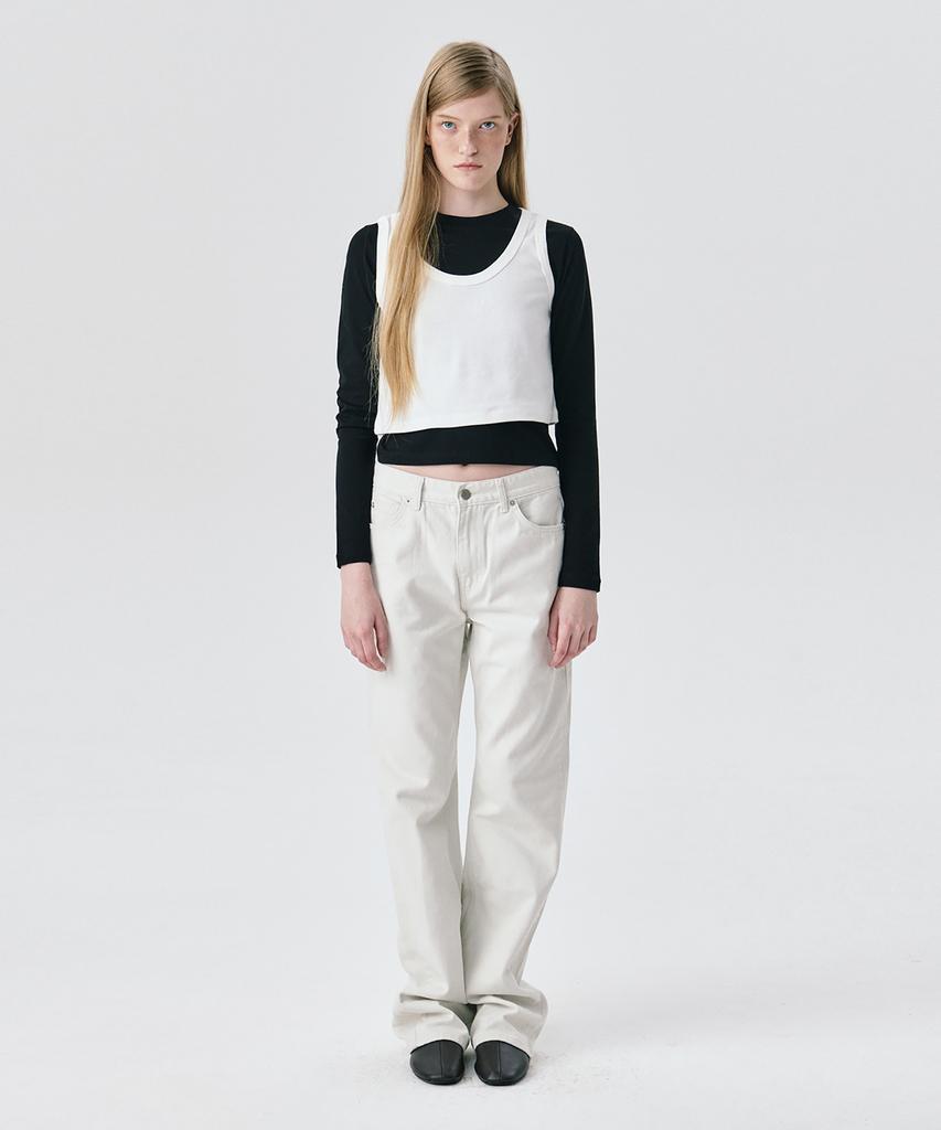 WNDERKAMMER Straight Leg Denim Pants_White