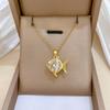 One Piece Cute Golden Shiny Zircon Goldfish Pendant Necklace for Women Stainless Steel Chain Fish Necklace Jewelry Accessories Gift