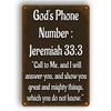Religious Gods Phone Number Jeremiah  Vintage Metal Tin Sign  Christian Scripture Wall Decor Plaque