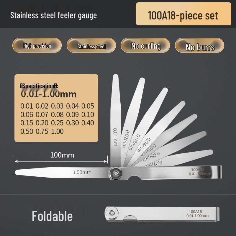 Stainless Steel High Precision Feeler Gauge Set for Valve Clearance Measurement