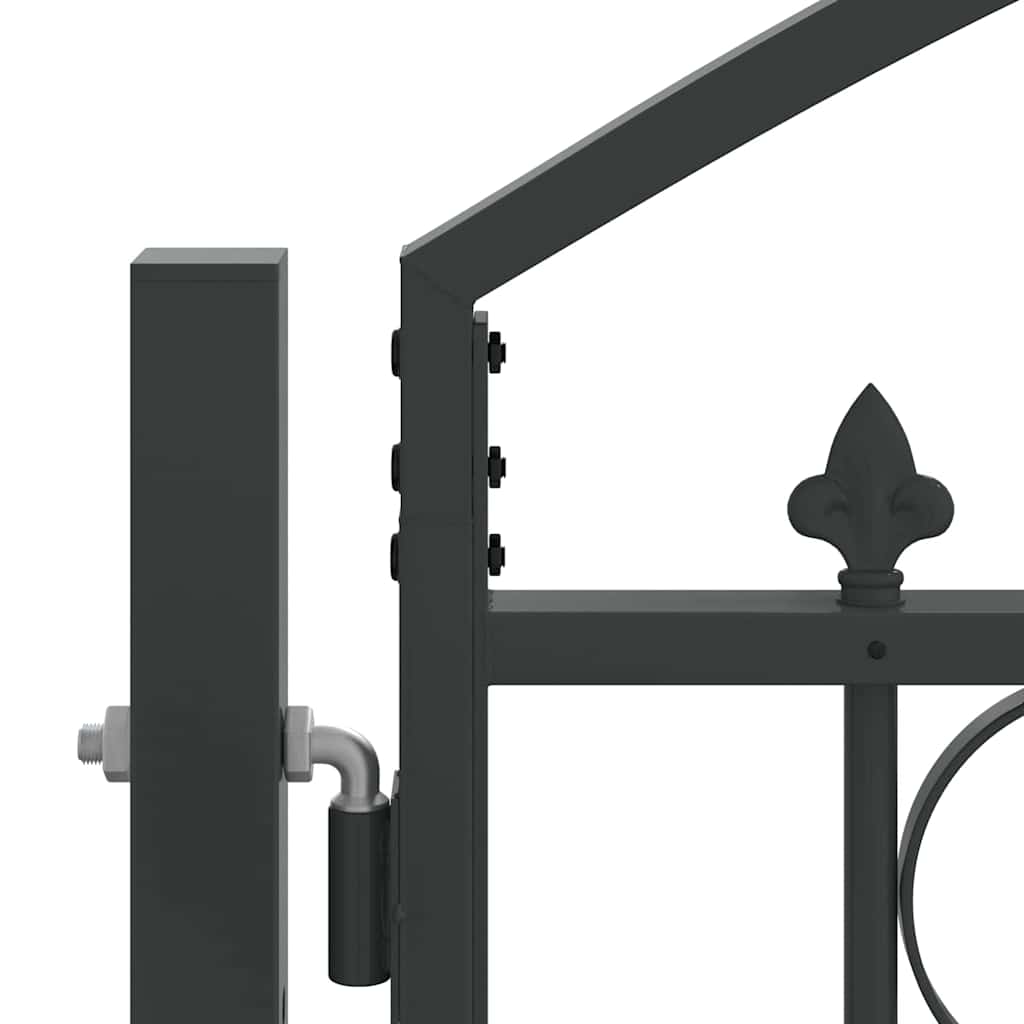 Fence Gate ASSEN 401 X 224.5 Cm Steel Gray Lockable