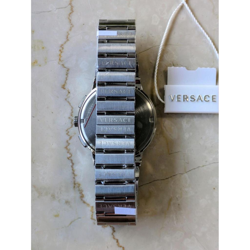 Used VERSACE Versace Greca Logo Chronograph Men's Watch Green Silver VEZ900121 43mm Versace Men's Watch New
