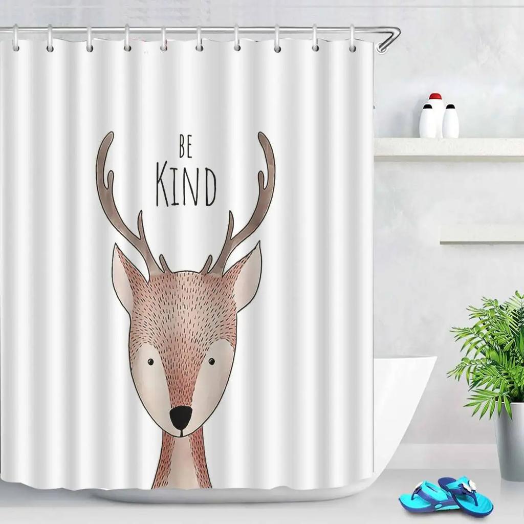 Animal Style Shower Curtain Lion Bathroom Curtain Cartoon Hedgehog Pattern Vintage Bathroom Waterproof Curtains 3D Shower Screen